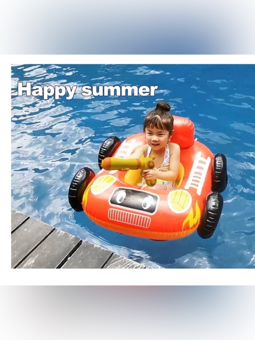 Inflatable fire truck pool floats for kids age 3+